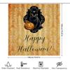 Halloween Shower Curtain with Jack-O-Lantern Pumpkin Print Fall Decorations for Bathrooms Black Cat Yellow Damask Pattern Reusab