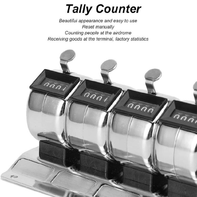 Stainless Steel Handheld Mechanical Counter Scratch Resistant Surfaces Count Rotating Resets For Inventory Management