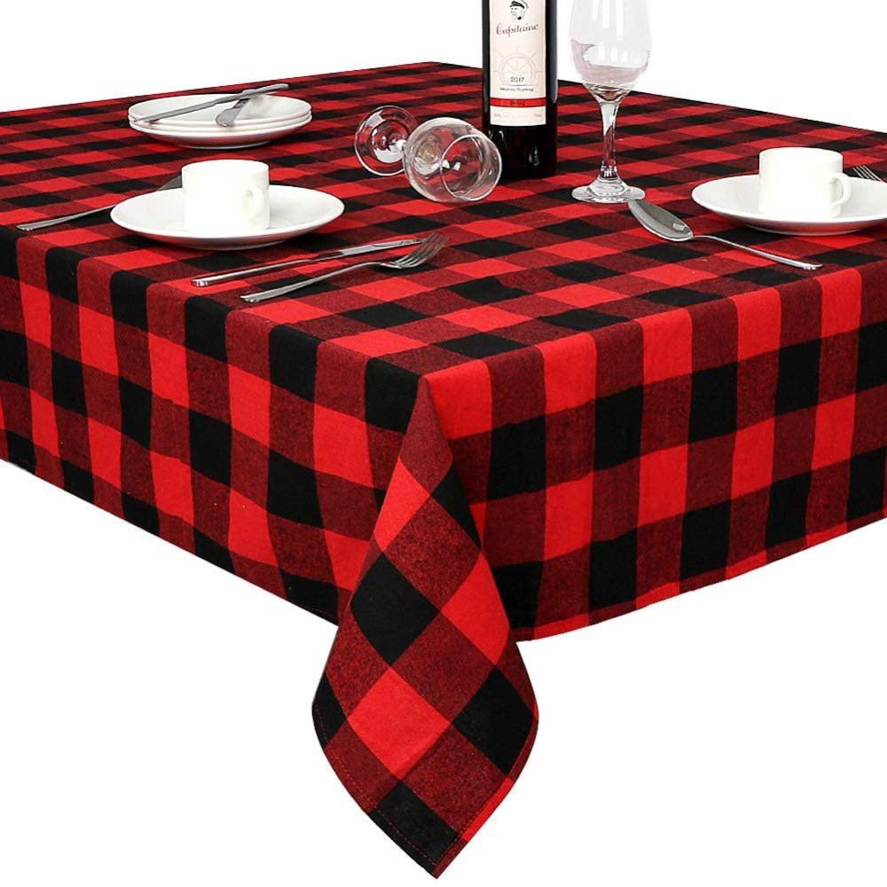 

Christmas Tablecloth Vintage Striped Checkered Cotton Linen Dining Party Decor 90 * 90cm