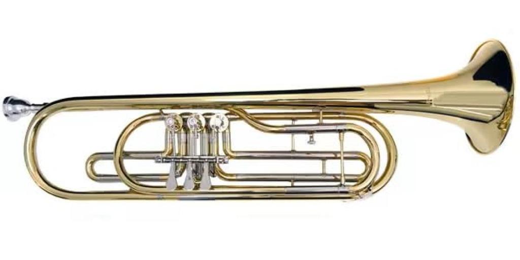 PLAYTECH Bass Trumpet, 3 Rotary, Lacquer Finish, Semi-Hard Case Included