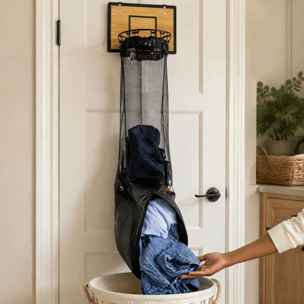 Net Fabric Storage Basketball Hoop Laundry Basket Behind The Bedroom Door