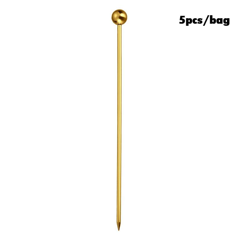 Wine Needle Cocktail Picks Stick Stainless Steel Fruit Picks Reusable Metal Cocktail Skewers Olives Appetizers Tools