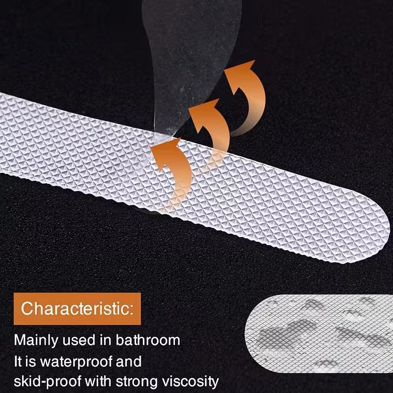 10pcs Anti-Slip PEVA Strips, Washable Transparent Self-Adhesive for Bathroom, Steps, Stairs - Safety Grip