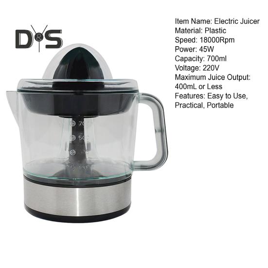 Elektrische Zitruspresse, Lebensmittelqualität, BPA-frei, 18.000 U/min, hohe Geschwindigkeit, leicht zu reinigen, transparent, automatische Orangenfrucht-Entsaftermaschine