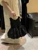 Korean Girls Sleeveless Backless Black Dress - Flower Bud Style Puffy Dress for Children