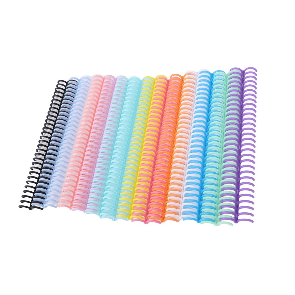 14Pcs 14 Colors Comb Binding Spines 150 Sheet Capacity 19mm X 30 Ring PP Plastic Binder Combs for