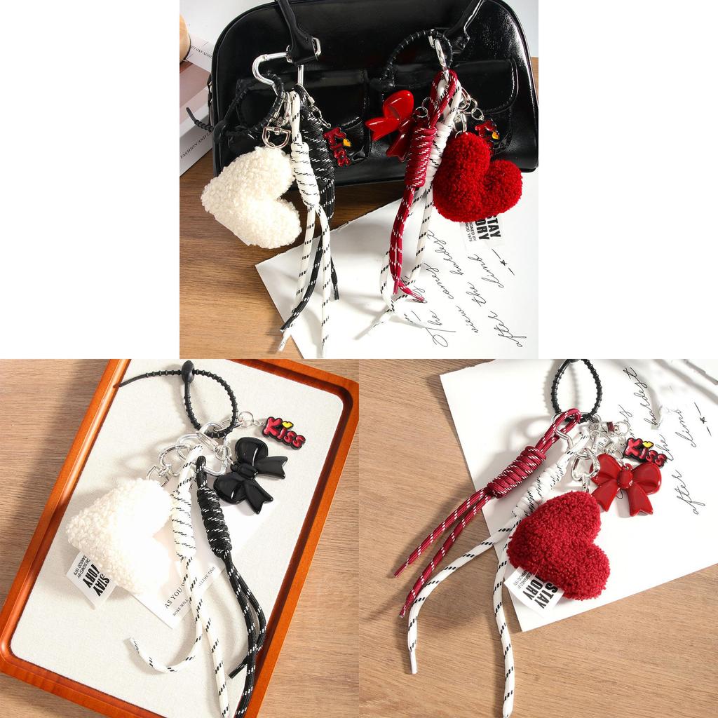Fashion Heart Butterfly Knot Keychain With Handmade Woven Cord For Office Use