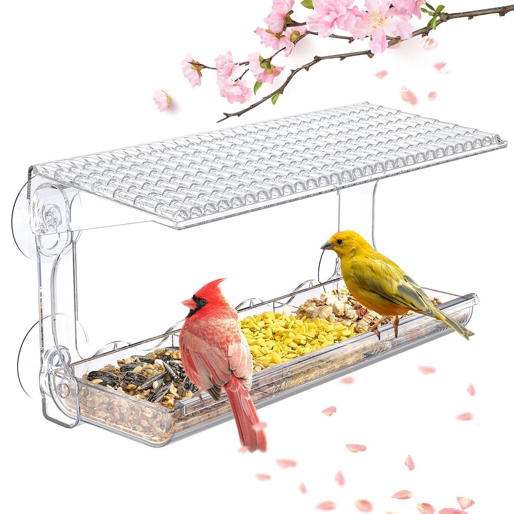 1Pc Outdoor Window Bird Watching Transparent Suction Cup Feeder, Outdoor Wild Transparent Bird House