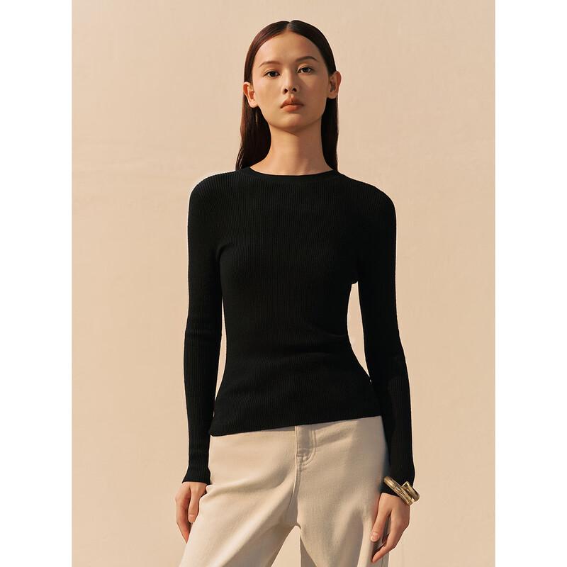 Peacebird Women's Seamless Knit Round Neck Base Layer Top