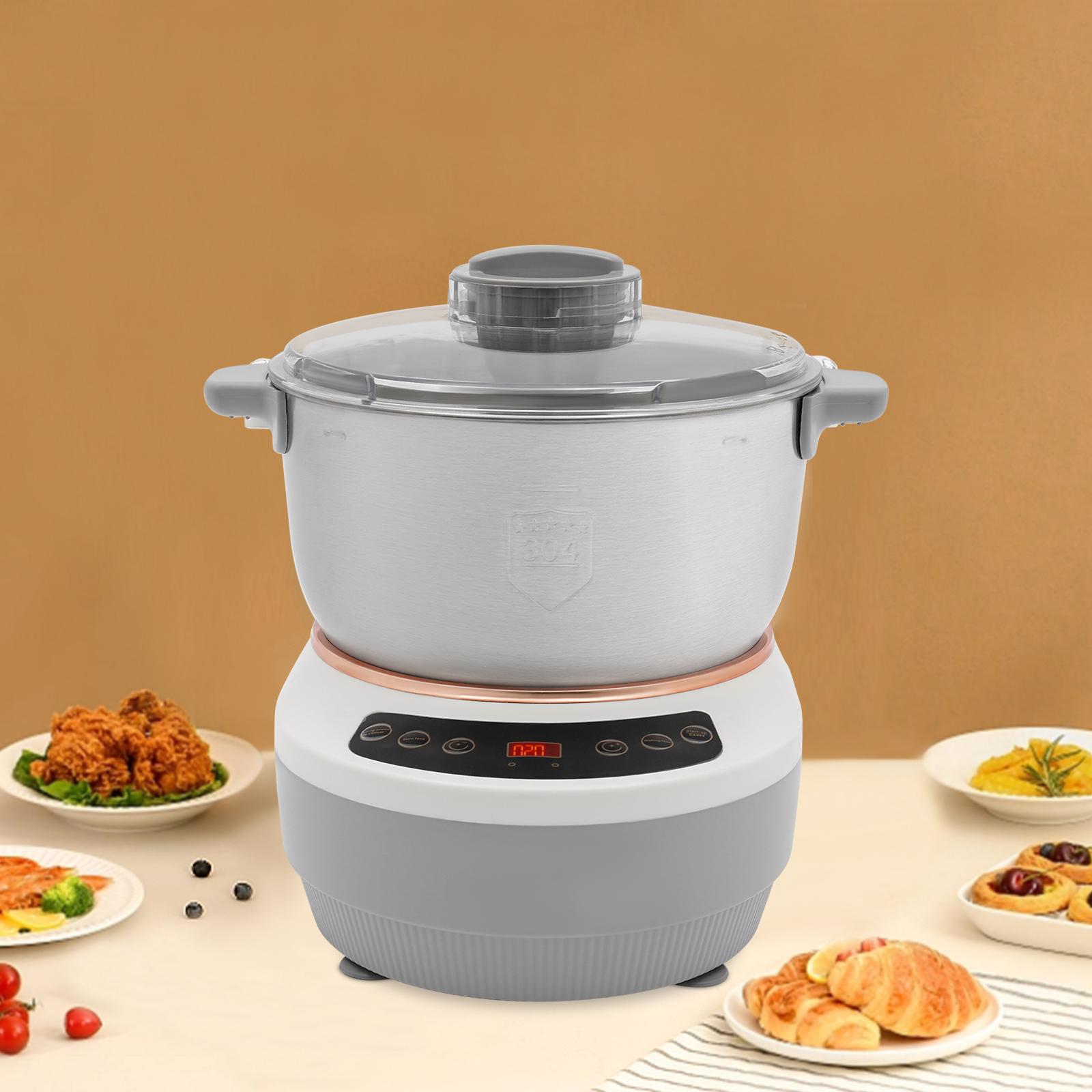 

5 л Машина для замешивания теста из нержавеющей стали, Серебристый электрический тестомес с функцией ферментации для завтрачных серебряный