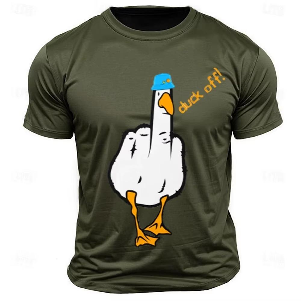 Men's Graphic T Shirt Sports Classic Letter Printed Funny Duck Black White Short Sleeve Comfortable Tee Summer Fashion Clothing