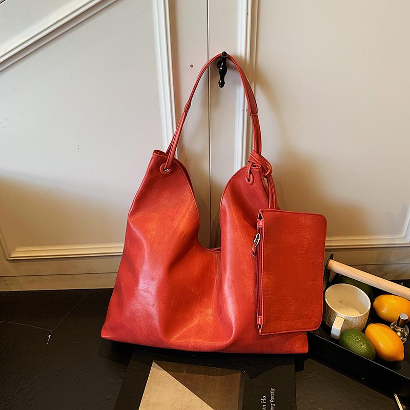 Einfache Damen-Komposit-Tasche mit großem Fassungsvermögen, vielseitige einfarbige Tragetaschen für den täglichen Gebrauch und Reisen, klassische PU-Leder-Einschultertasche
