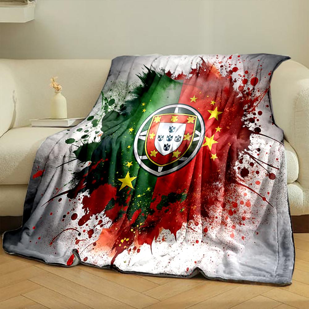 Portugal Flag Splash Designed Flannel blanket for bedroom, living room, sofa, and nap