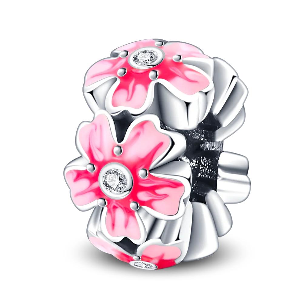 Authentic Original Charm Bead Components Copper Metal Butterfly Flowers Colorful Zircon Silicone Charm Bead Components Bead Components Compatible
