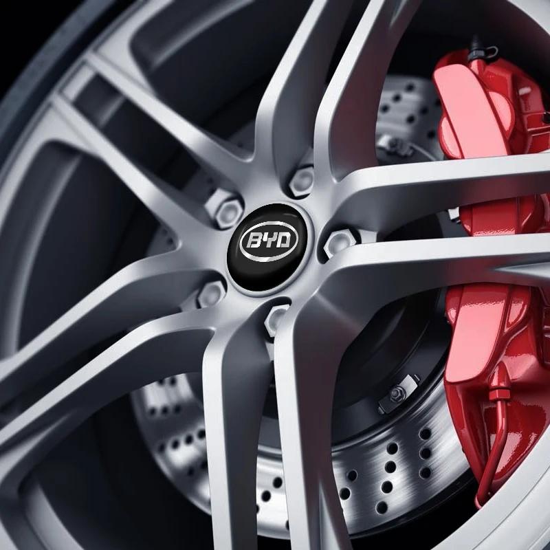 4PCS 56mm Car Wheel Center Hubcaps Emblem Sticker Car Accessories For BYD Tang F3 E6 Atto Yuan Plus Song Max F0 G3 I3 Ea1 Dmi