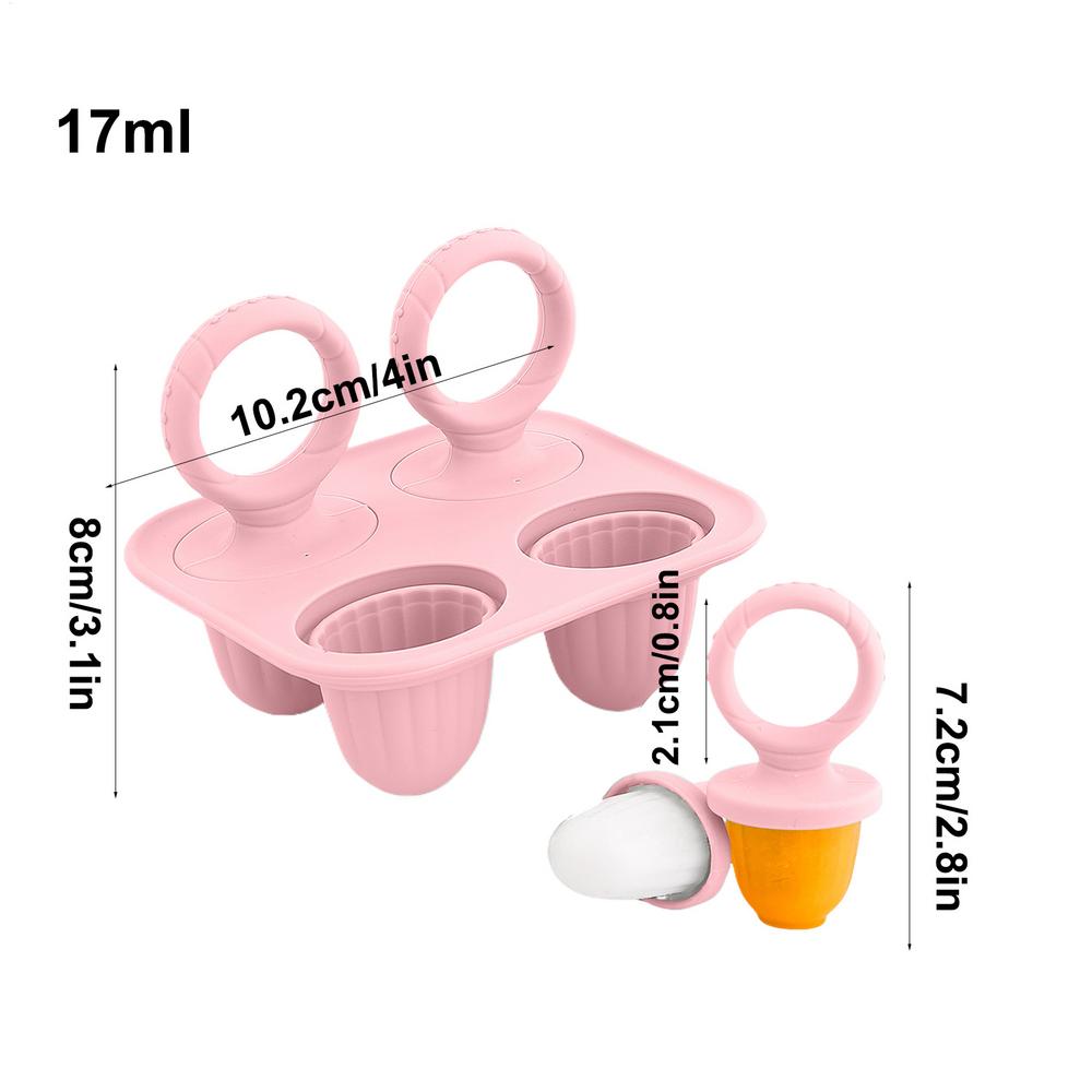 Popsicle Molds 4-Cavity Popsicle Molds Silicone Non-Sticky Pacifier Shaped Ice Pop Easy Release Popsicle Mold Cream Ice Maker