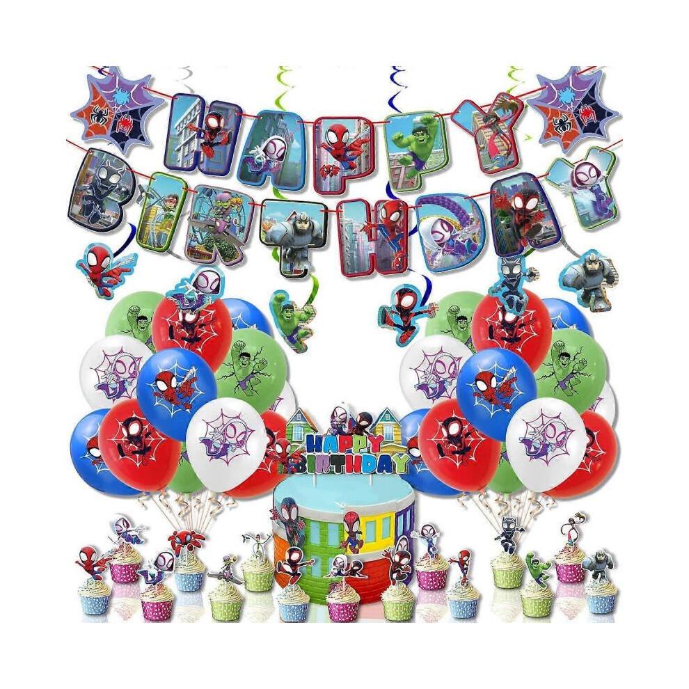 Festa di Spidey e i suoi Amici Decorazioni Articoli per Feste, Articoli per Festa di Buon Compleanno di Spidey Includono Stendardo, Palloncini, Topper per Torta e Cupcake