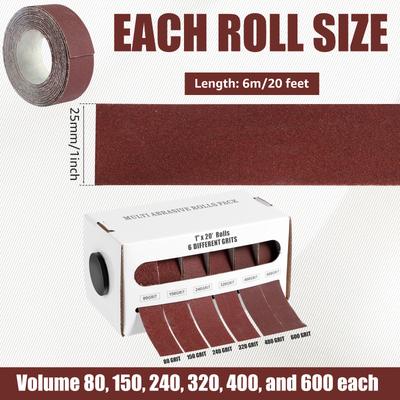 Emery Cloth Roll 80~600 Grits Wear Resistant Sandpaper Roll Feet for Wood Furniture Finishing Metal Sanding Automotive Polishing