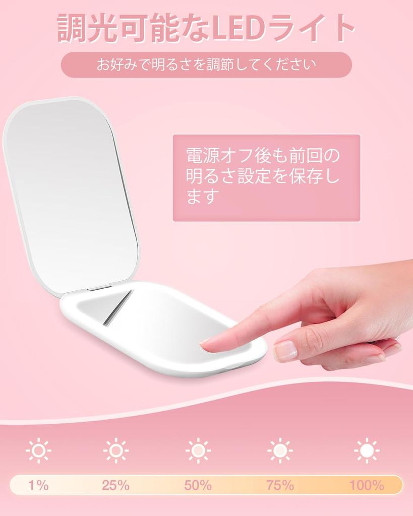 LED Makeup Cute Handheld Folding Adjustable Easy To Carry 1X/3X Double-Sided Mirror, Compact, Magnifying, Portable, Mirror, Mirror, Mirror,