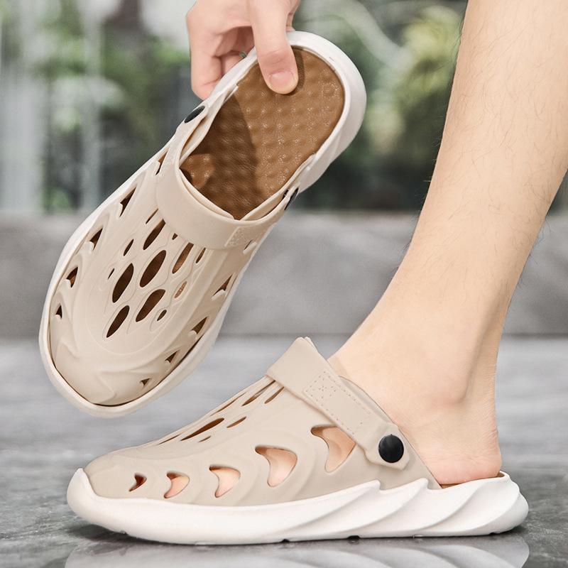 Hole Shoes Men Wear Thick Soles In Summer, Step On Shit, Bag Head Slippers Coconut Travel Beach Outdoor Sandals