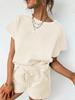 Women's Two Piece Loungewear Set Short Sleeve Top and Shorts Matching Pajama Outfit with Pockets