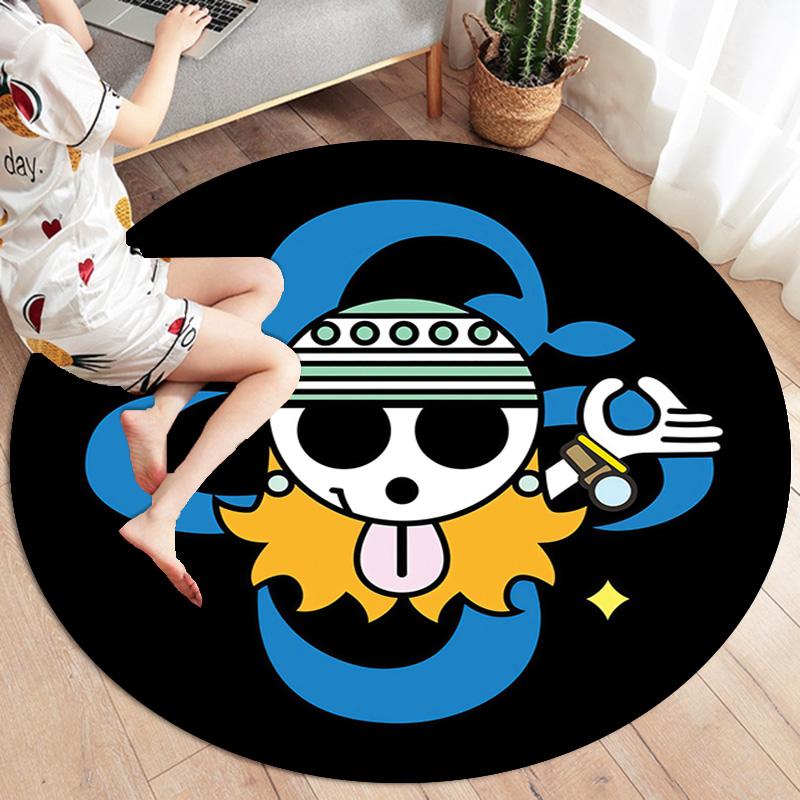 One Piece Logo Round Area Rug Carpet Rug For Living Room Bedroom Sofa Playroom Decor Nonslip Floor Mat