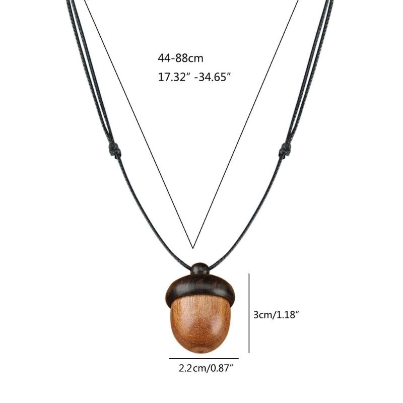 Retro Twist Ebony Acorn Pendant Gawu Box Long Necklace Simple Literary Men and Women Jewelry Wishing Bottle Jewelry