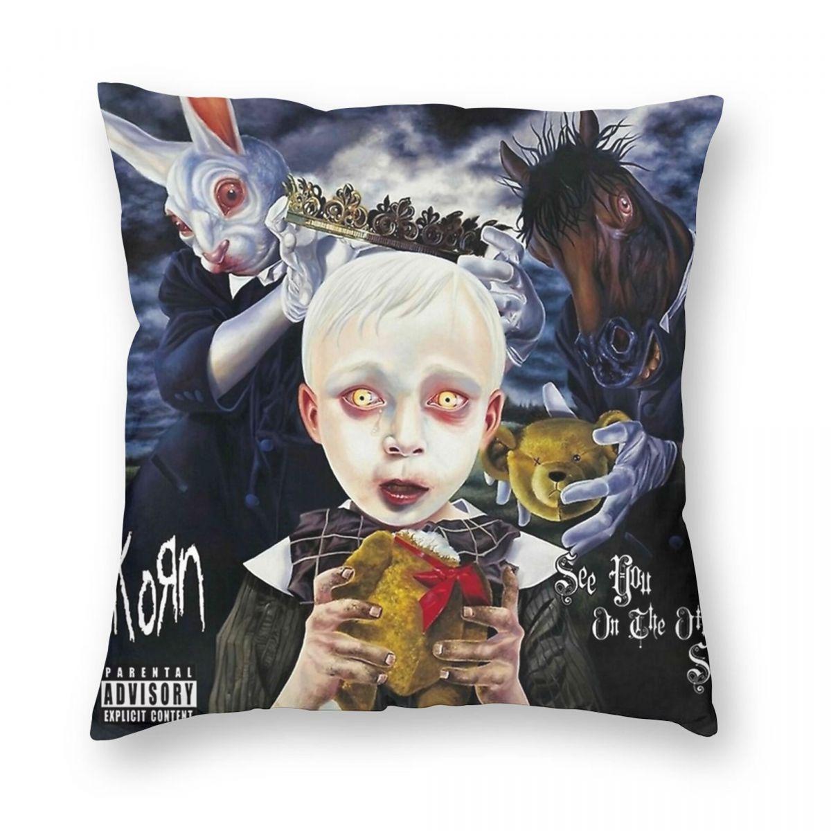 

Korn Metal Doll Rock Music Punk Pillowcase Printed Polyester Cushion Cover Decorative Throw Pillow Case Cover Home 40X40cm 12x12Inch