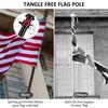 1.8M Stainless Steel Telescopic Flag Pole Wall Mount with Tangle-free 360 Rotating Rings Guide Banner Flag Pole Holder
