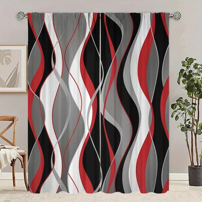 Selling 100,000 - a variety of striped environmental polyester printed curtains limited time special + gift combination
