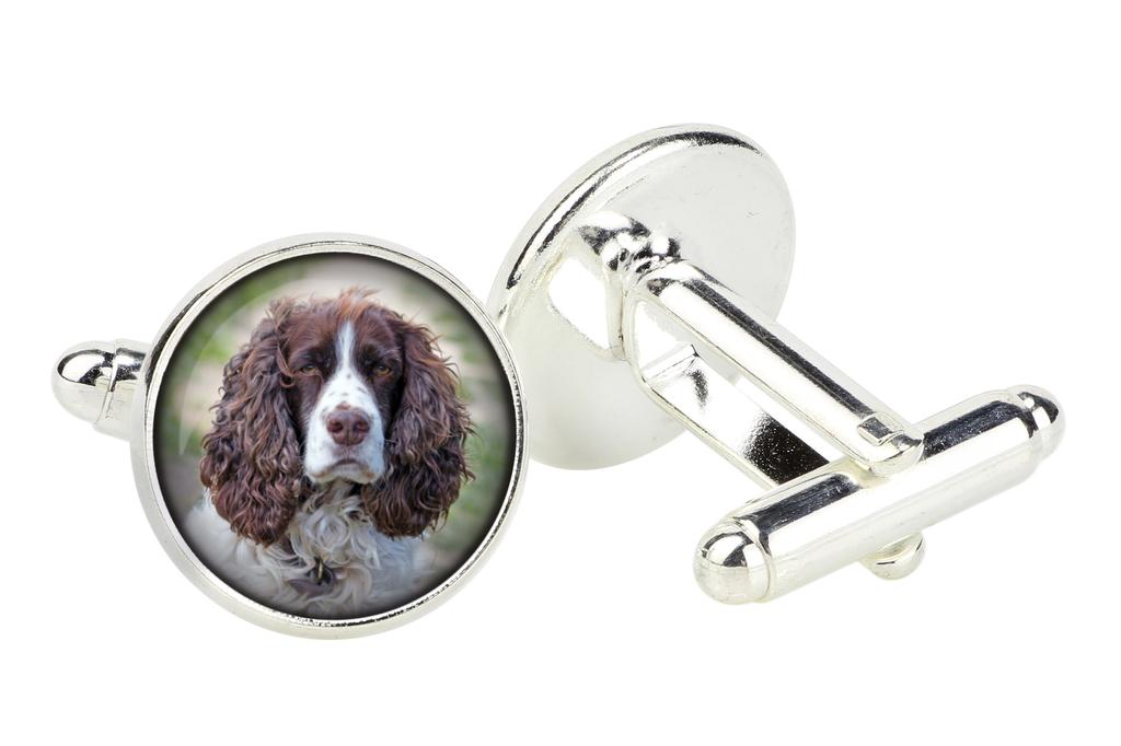 Angielski Springer Spaniel - spinki do mankietów w pudełku, biżuteria ręcznie robiona, produkt marki Art-Dog