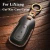 Leather Car Key Case Cover For Li Lixiang L6 L7 L8 L9 ONE MEGA Car Remote Key Fob Shell Holder Keychain Accessories