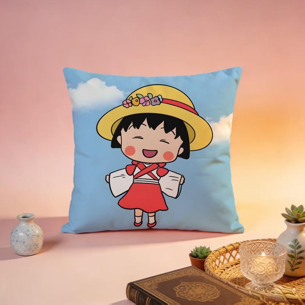 Fashion CChibi Marukochaned Cushion Cover Premium SkinFriendly Pillow Case MultiPurpose for Home Office Travel