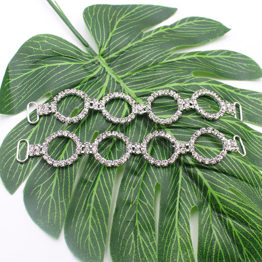 10pcs Circular Crystal Rhinestone Chain Bikini Connection Buckle, Suitable For Clothing/Beach Wear/Wedding Decoration