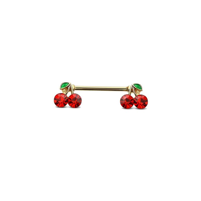 1Pcs Sweet Cute Cherry Zircon Breast Ring For Women Body Piercing Jewelry Sexy Metal Nipple Ring Chest Piercing Ornament