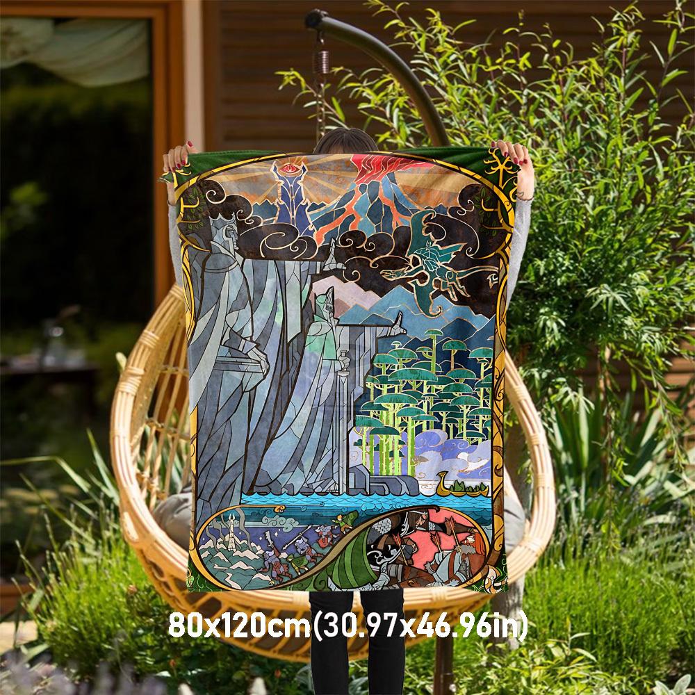1pc Tower of Orthanc, Gandalf, Fellowship  - Throw Blanket, Soft, Flannel Blankets, Living Room,  All Seasons Use-1021012 80x120cm