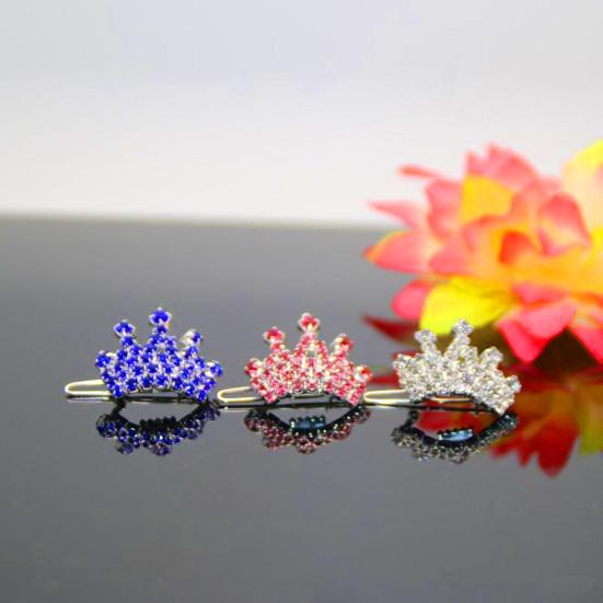 Pet Hair Clip Crown Shape Comfortable Rhinestone Anti-deformed Dog Hairpin for Holiday