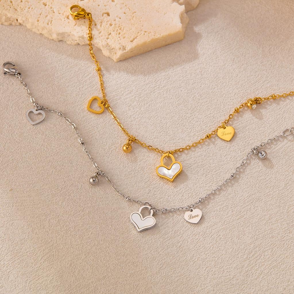 Customizable Niche High End Style Stainless Steel Heart Bracelet for Women Minimalist & Fashionable Heart Shaped Jewelry