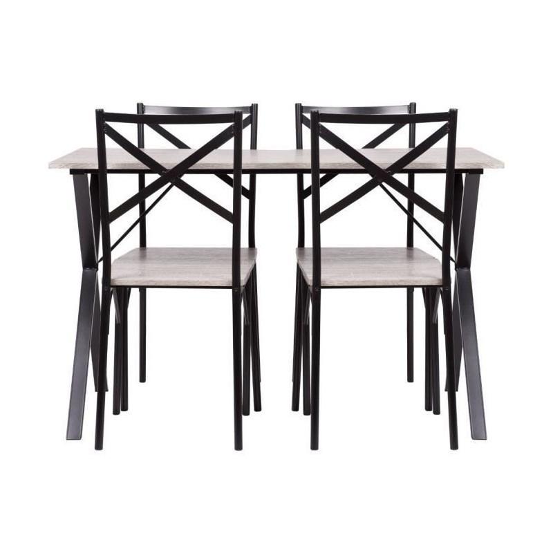 Country Table + 4 Chairs - In Mdf Pvc Finish - Gray And Black Color Ht20c205