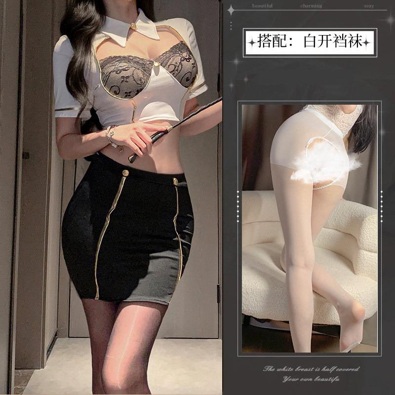 Sexy lingerie sexy lace seduction tight hip skirt hot stewardess showing breasts instructor playing uniform hot girl