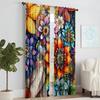 2 Stück Blumige Boho-Fenstervorhänge Bohemian Buntes Blumenmuster Fensterbehänge für Zuhause Schlafzimmer Wohnzimmer Küche Zuhause