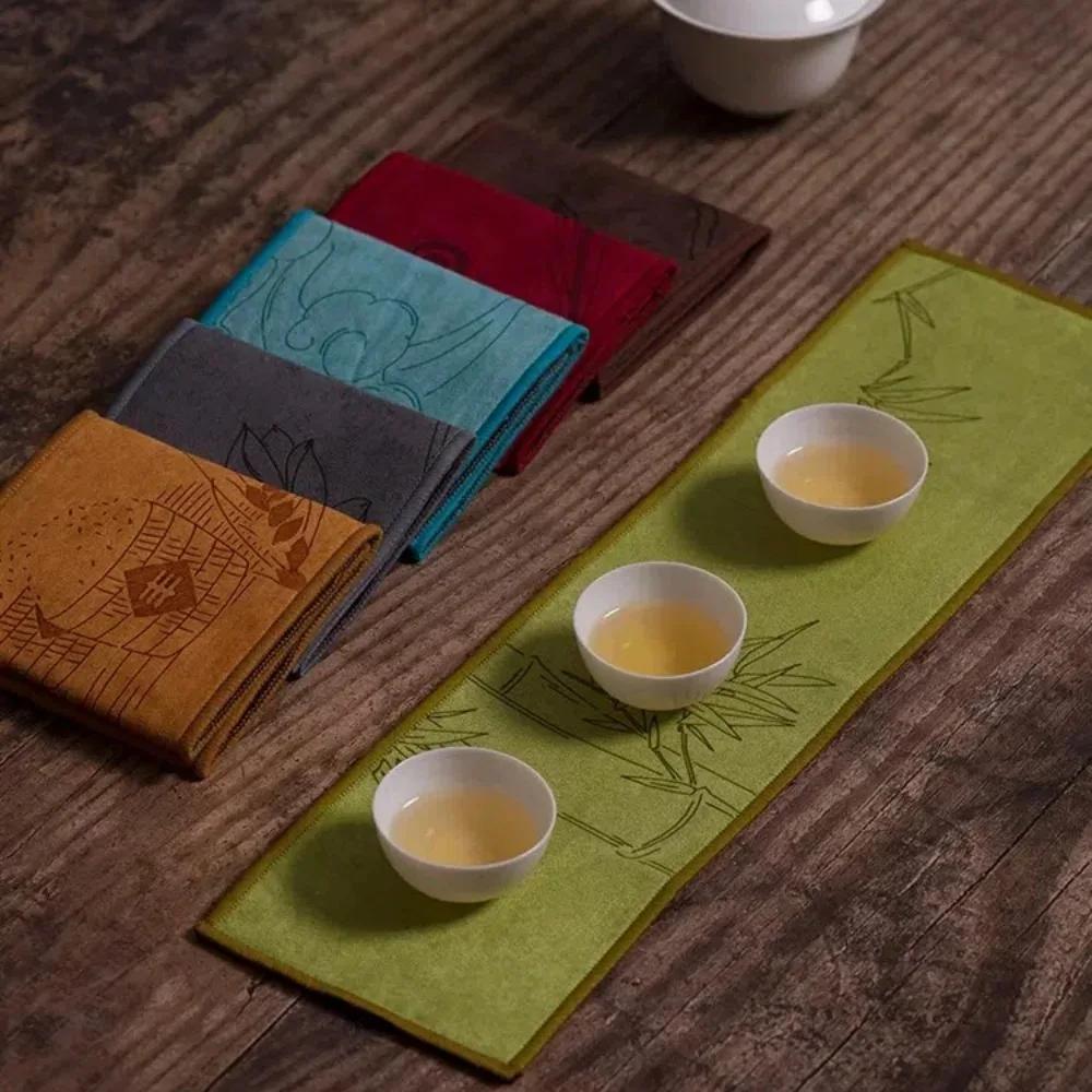 New Thickened Painted Tea Towel Absorbent Cotton Cleaning Cloth Tea Towel Mat Tea Ceremony