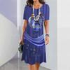 New Women's Dress Retro Dress Starlight Print Casual Short Sleeve Fashion Women's Plus Size 2K Clothing