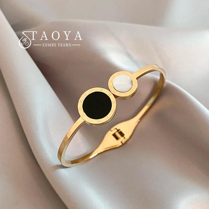 

Новые классические круглые римские браслеты из нержавеющей стали золотого цвета 2024, модные украшения для женских запястий, роскошные аксессуары