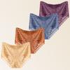 FINETOO 4Pcs Women Mid Rise Floral Lace Underpants Soft Skin-Friendly Breathable Panties High Stretch Seamless Ladies Daily Wear Briefs