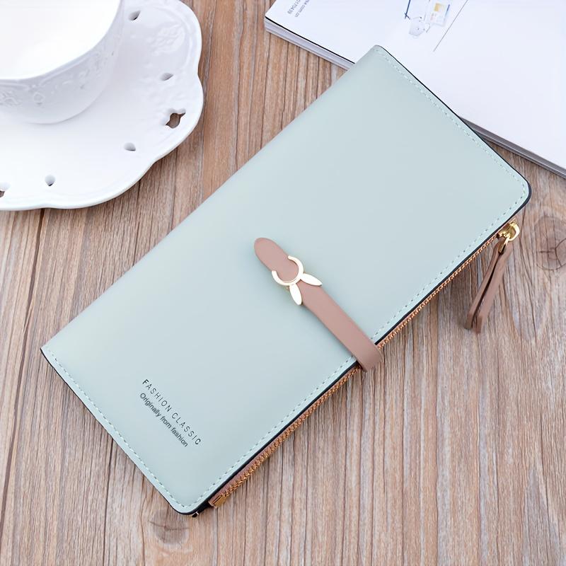 Portafoglio Lungo Colorato da Donna Progettato con Molteplici Slot per Carte, Portafoglio Sottile a Doppia Piegatura con Chiusura a Zip, Design Carino