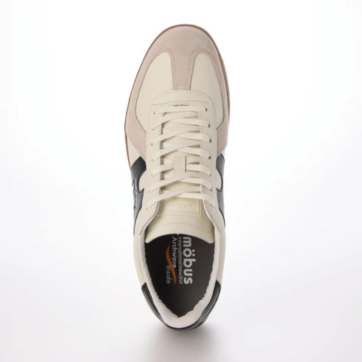 Mobus Men's Genuine Leather Casual Walking Shoes with Built-in Functional Insole, Current Model MUNCHEN (CREAM/BLACK, 26-point, 5-centimeter measureme