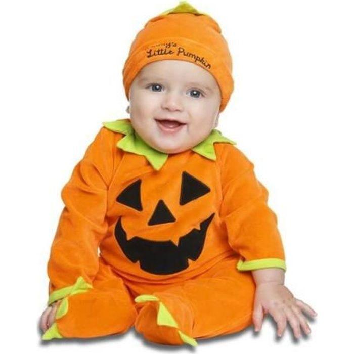 Déguisement Citrouille Halloween Bébé - Multicolore - Polyester - 24 Mois - Comprend Combinaison Et Chapeau