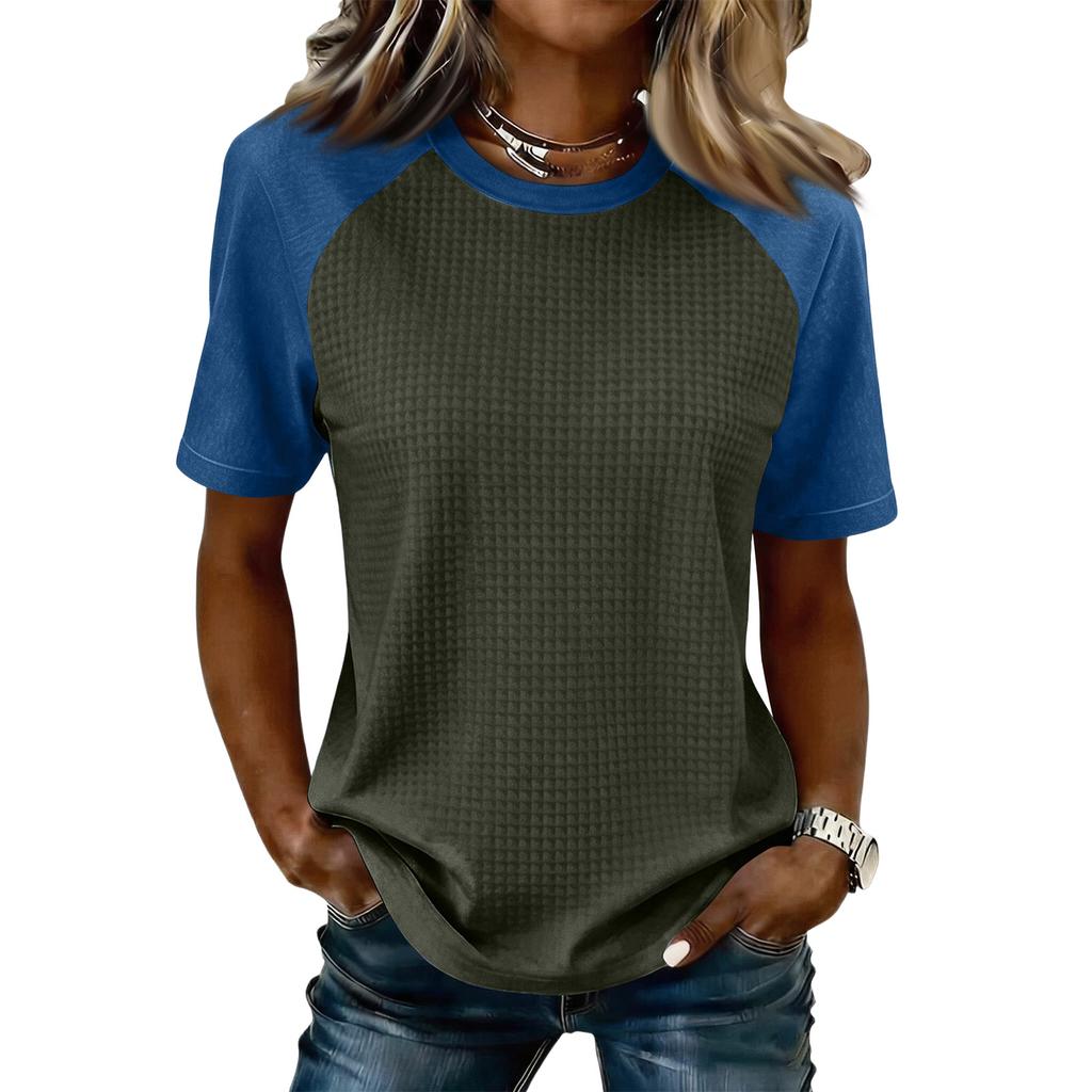 Women’s Casual Lightweight Knit Raglan Sleeve Crew Neck Top Plus Size Loose Fit Retro Style Shirt