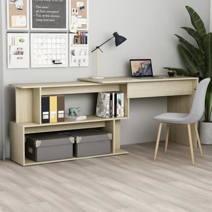 VidaXL Bureau d'angle Chêne sonoma 200x50x76 cm Aggloméré